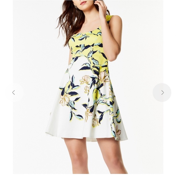Karen Millen Fit and flare sleeveless Floral Print Dress multi yellow - Picture 4 of 13